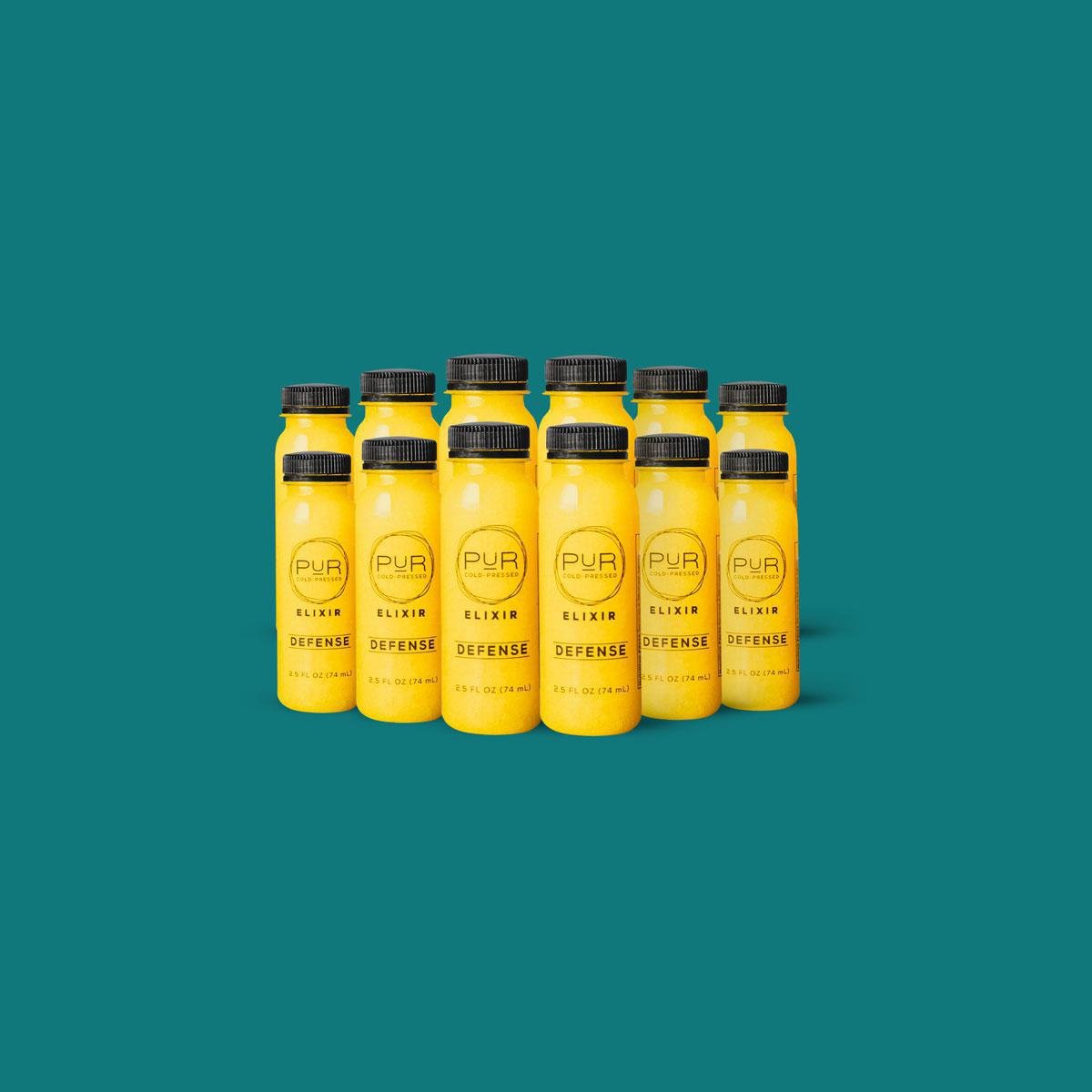 PUR juice cleanse cold pressed juice DEFENSE - WELLNESS JUICE SHOTS ELIXIR PACK Shot Pack